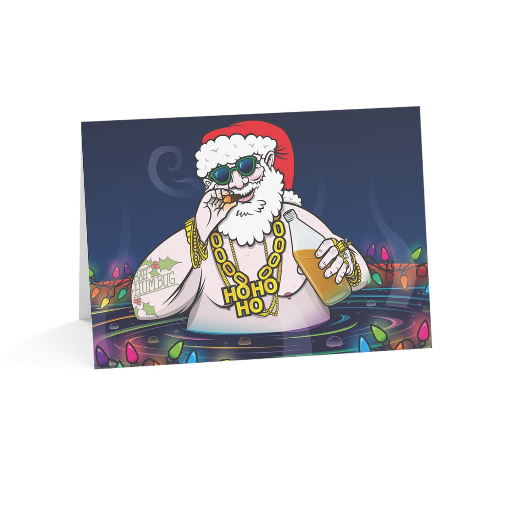 Hot Tub Santa Holiday Greeting Card