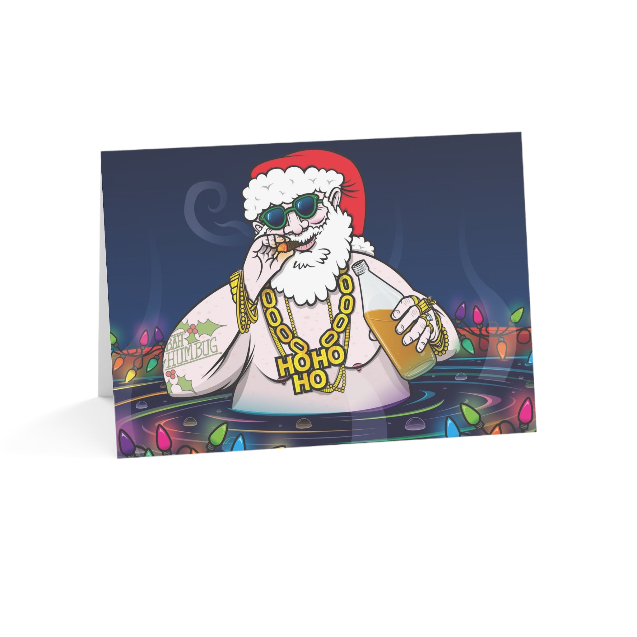 Hot Tub Santa Holiday Greeting Card